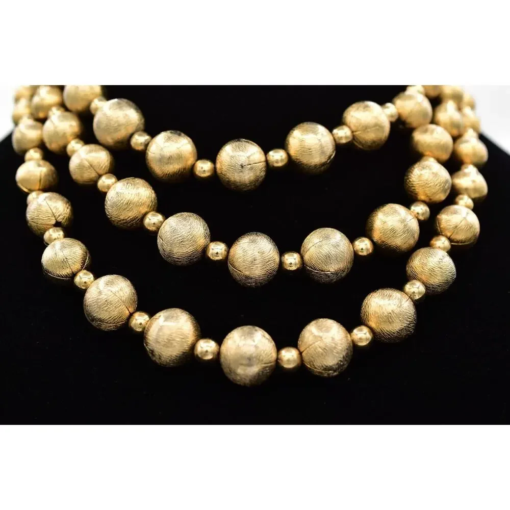 Coro Multi-Layered Beaded Collar Necklace Gold Tone Chunky Signed 1950s BinBM